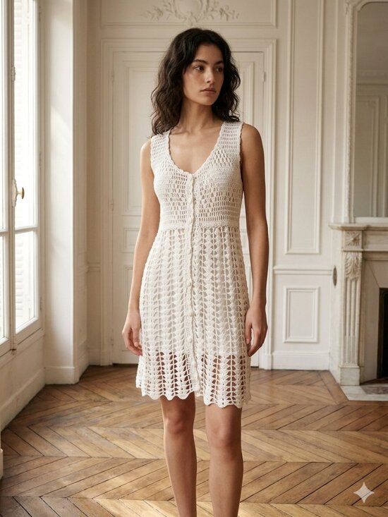 Sunny Blossom Dresses & Skirts - Sunny Blossom White Crochet Dress Small